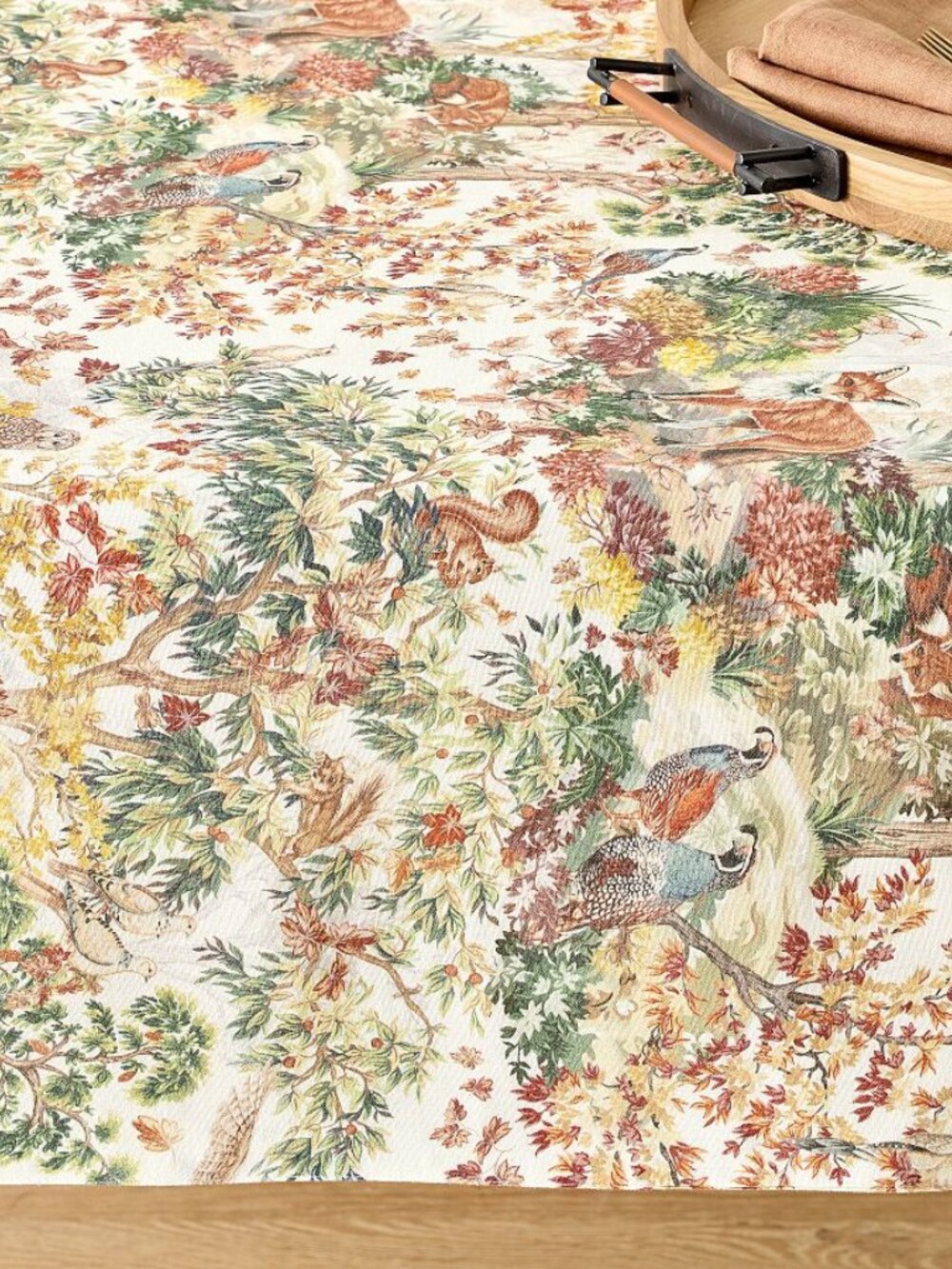 Pottery Barn Fantastical Forest Cotton/Linen Table Runner 16”x108”